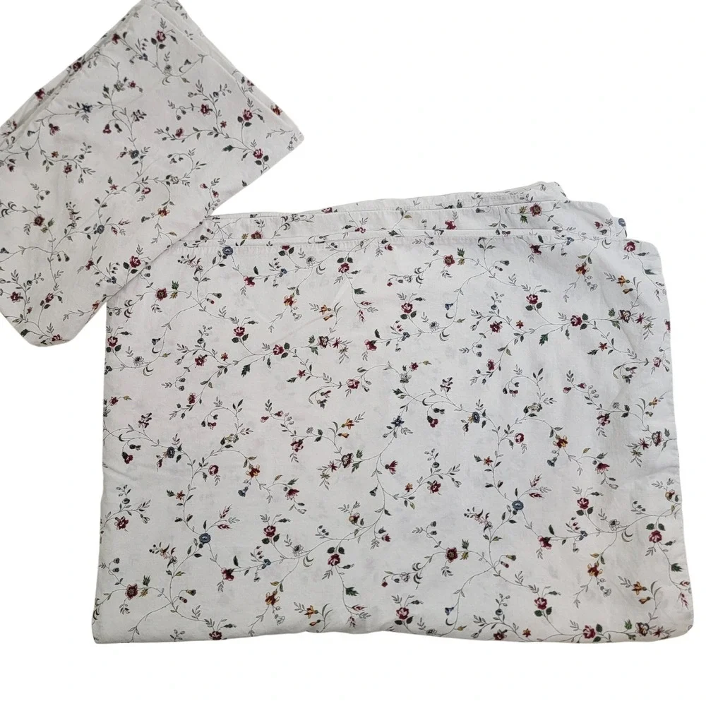 IKEA LJUSÖGA Floral Twin Duvet Cover and Pillowcase Set White Cotton 19489 1609